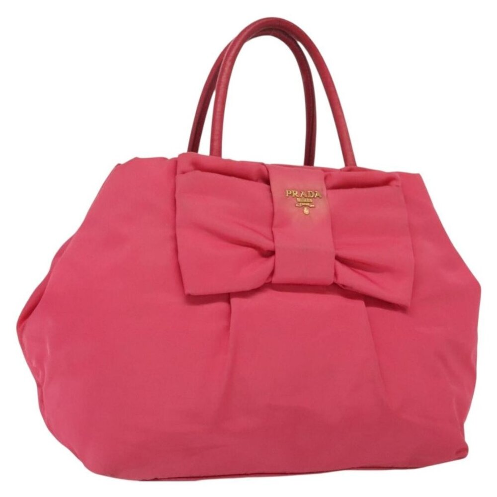 PRADA Hand Bag Nylon Pink Gold Auth - Picture 1 of 16